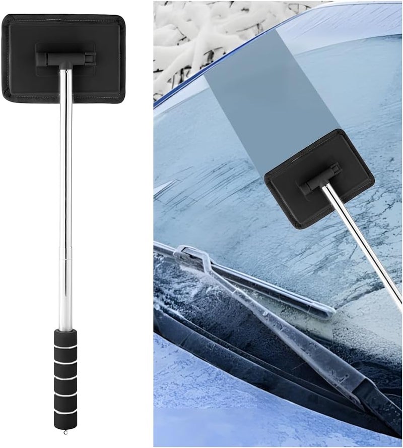 HZEL Car Windshield Cleaning Tool, Extendable Handle Vehicle Window Windscreen Cleaner with Washable and Reusable Microfiber Pads, Automotive Glass Cleaning Wiper, Universal for Most Cars (Black) - Image 1
